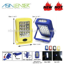 20 + 3 SMD LED Stand luz de trabalho portátil portátil flexível LED com base magnética